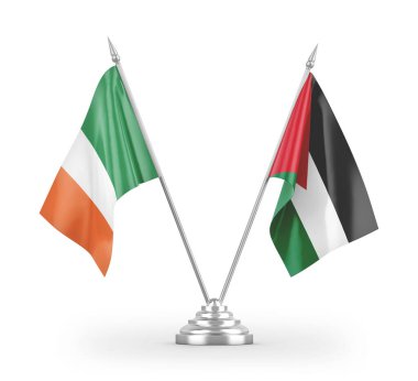 Ürdün ve İrlanda bayrakları beyaz arkaplanda izole edilmiş 3D görüntüleme