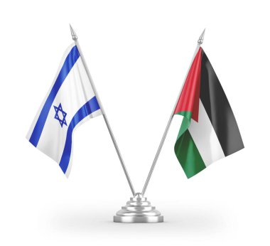 Ürdün ve İsrail bayrakları beyaz arkaplanda izole edilmiş 3D görüntüleme