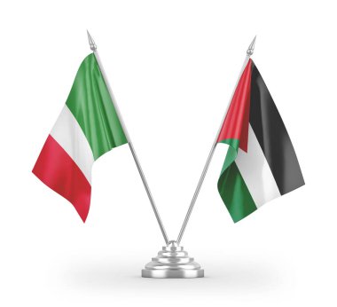 Ürdün ve İtalya bayrakları beyaz arkaplanda izole edilmiş 3D görüntüleme