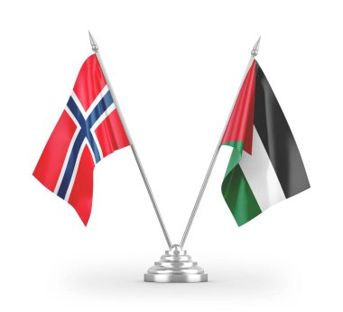 Ürdün ve Norveç bayrakları beyaz arkaplanda izole edilmiş 3D görüntüleme