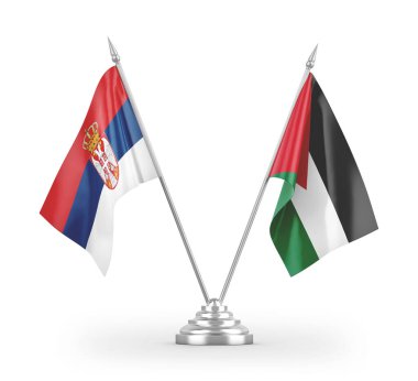 Ürdün ve Sırbistan 'ın bayrakları beyaz arka planda izole edildi