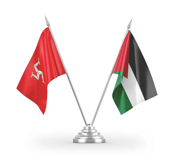 Jordanien Och Isle Mann Tabell Flaggor Isolerade Vit Bakgrund Rendering — Stockfoto