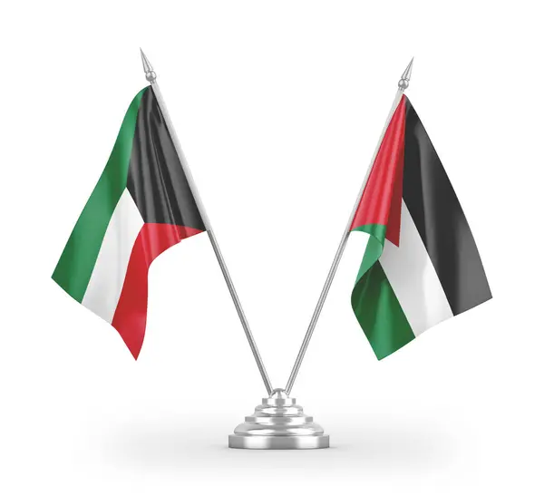 Banderas Mesa Jordan Kuwait Aisladas Sobre Fondo Blanco —  Fotos de Stock