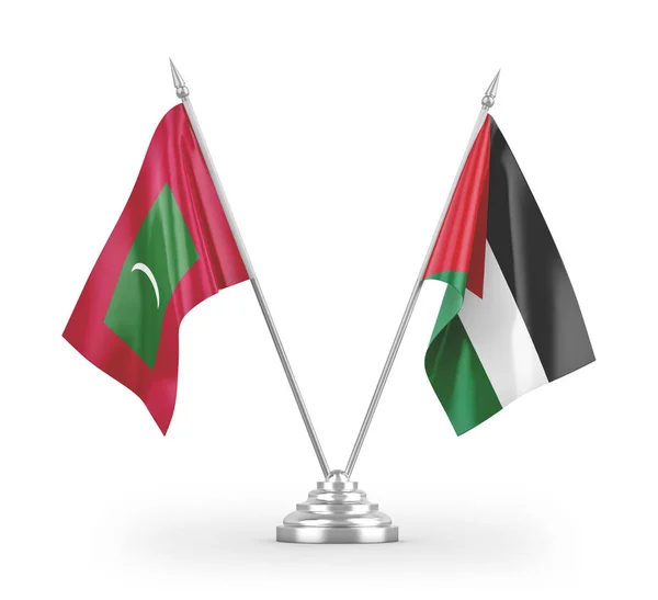 Banderas Mesa Jordan Maldivas Aisladas Sobre Fondo Blanco —  Fotos de Stock