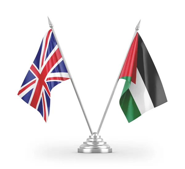 ヨルダンとイギリスのテーブルフラグは 白い背景3Dレンダリングに分離 — ストック写真
