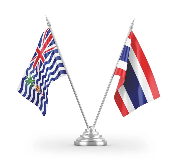 Bandeiras Tabela Tailândia Território Indiano Britânico Isoladas Fundo Branco Renderização — Fotografia de Stock