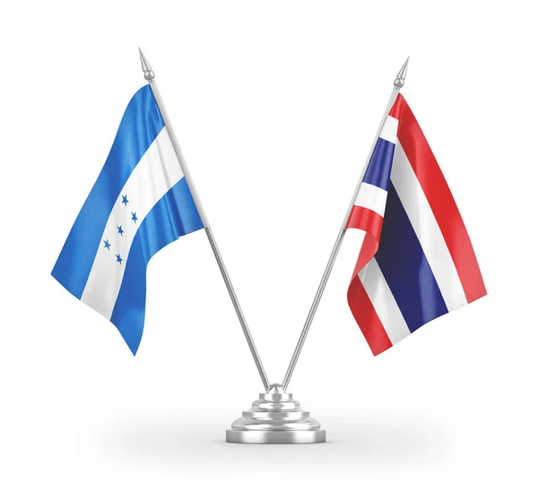 Bandeiras Mesa Tailândia Honduras Isoladas Fundo Branco Renderização — Fotografia de Stock