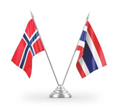 Tayland ve Norveç bayrakları beyaz arkaplandaki 3D görüntüleme