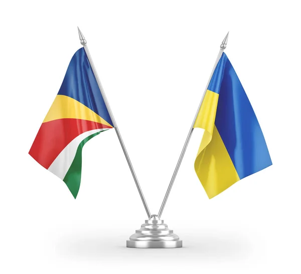 우크라이나와 세이셸 테이블 플래그 렌더링에 — 스톡 사진