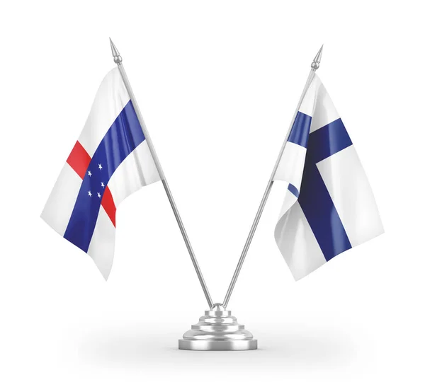 Finlandia Paesi Bassi Bandiere Delle Antille Isolate Sfondo Bianco Rendering — Foto Stock