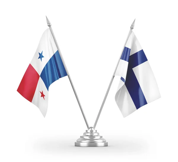Finland Panama Tafelvlaggen Geïsoleerd Witte Achtergrond Rendering — Stockfoto