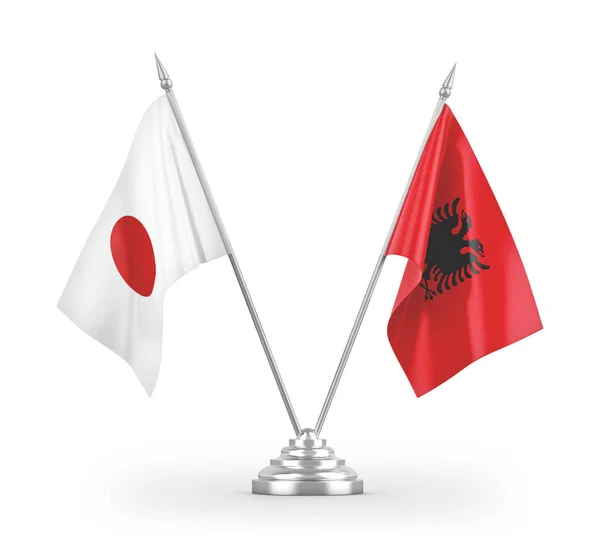 Flagi Stołów Albania Japonia Izolowane Białym Tle Renderowania — Zdjęcie stockowe