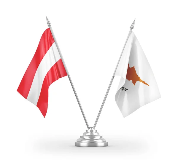 Cypr Austria Tabeli Flagi Izolowane Białym Tle Renderowania — Zdjęcie stockowe