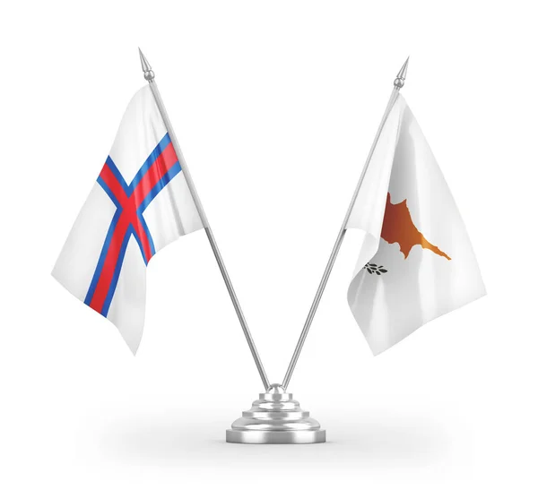 Banderas Mesa Chipre Islas Feroe Aisladas Sobre Fondo Blanco —  Fotos de Stock
