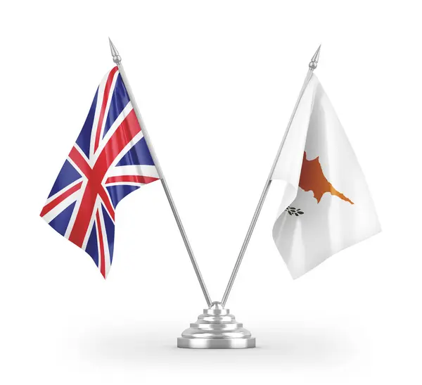 Bandeiras Tabela Chipre Reino Unido Isoladas Fundo Branco Renderização — Fotografia de Stock