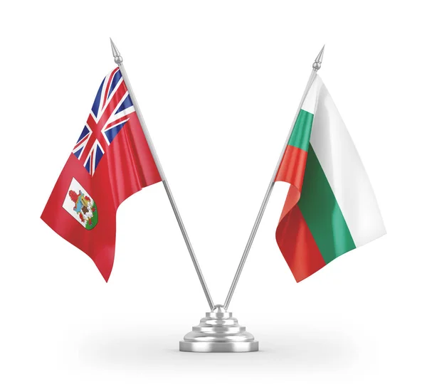 Bulgaristan Bermuda Masa Bayrakları Beyaz Arkaplandaki Görüntülere Izole Edildi — Stok fotoğraf