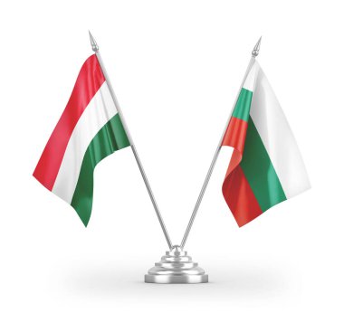 Bulgaristan ve Macaristan 'ın bayrakları beyaz arkaplandaki 3D görüntülere izole edildi