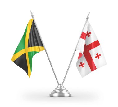 Gürcistan ve Jamaika bayrakları beyaz arkaplandaki 3D görüntüleme