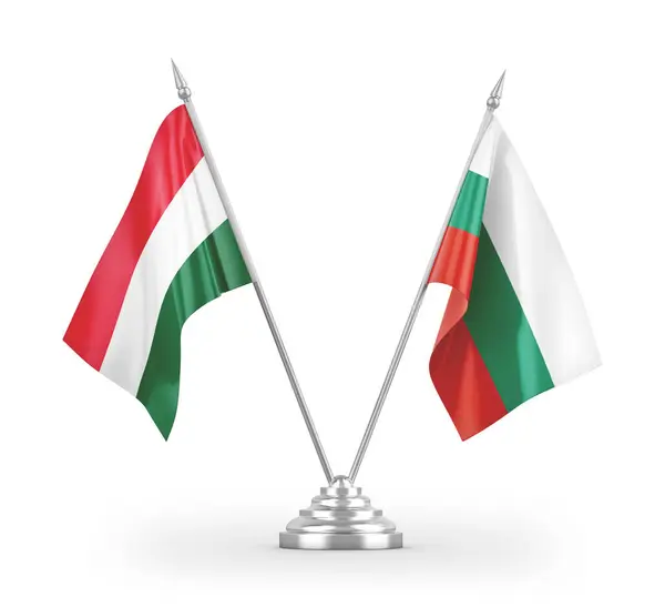 Bulgaristan Macaristan Bayrakları Beyaz Arkaplandaki Görüntülere Izole Edildi — Stok fotoğraf