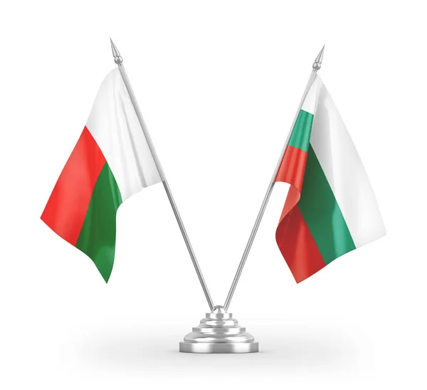 Bulgarije Madagaskar Tafelvlaggen Geïsoleerd Witte Achtergrond Rendering — Stockfoto