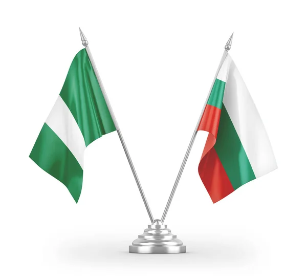Bulgarije Nigeria Tafelvlaggen Geïsoleerd Witte Achtergrond Rendering — Stockfoto