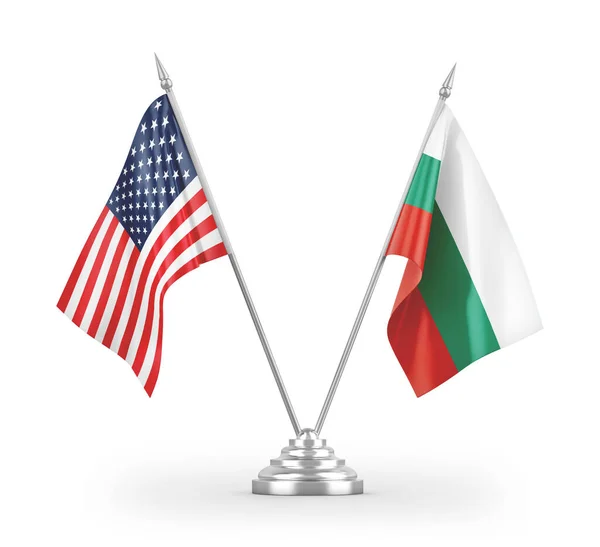 Bulgarien Och Usa Tabell Flaggor Isolerade Vit Bakgrund Rendering — Stockfoto