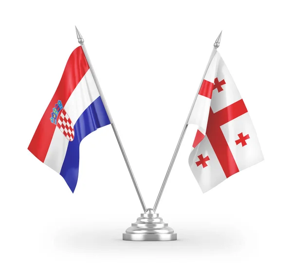 Флаги Грузии Хорватии Изолированы Белом Фоне Рендеринга — стоковое фото