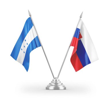Slovakya ve Honduras masa bayrakları beyaz arkaplan 3d görüntüleme üzerinde izole