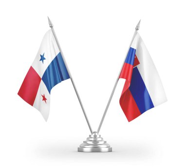 Slovakya ve Panama tablo bayrakları beyaz arkaplan 3d görüntüleme üzerinde izole