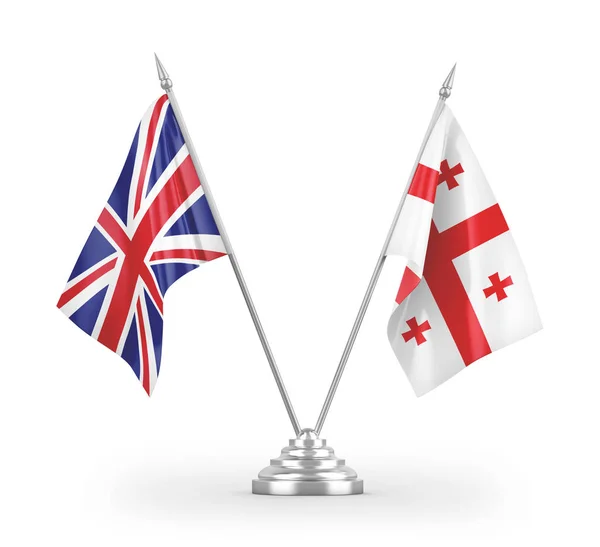 Bandeiras Mesa Geórgia Reino Unido Isoladas Fundo Branco Renderização — Fotografia de Stock