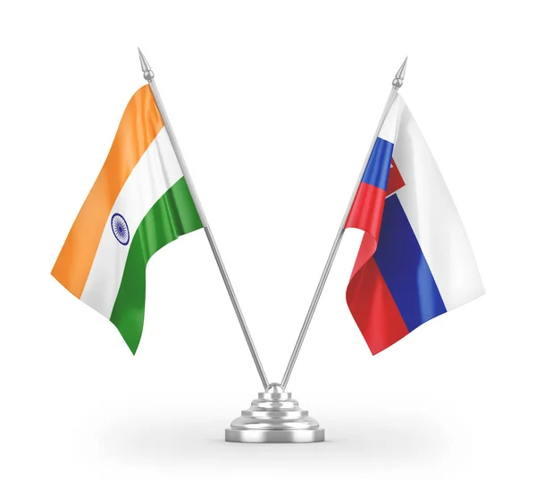 Slovakia India Table Flags Isolated White Background Rendering — Stock Photo, Image