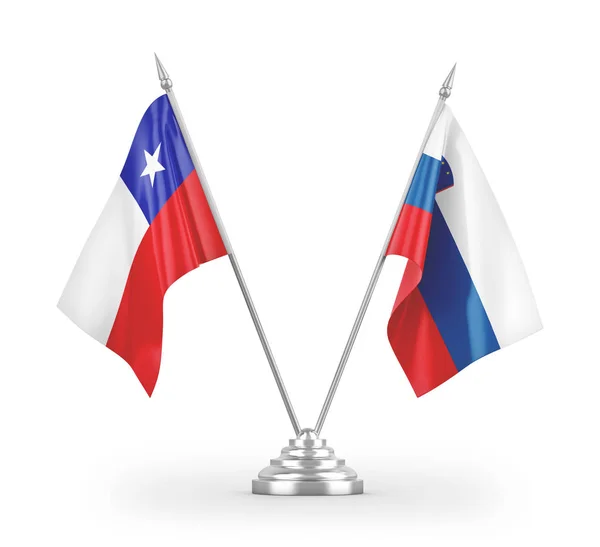 Slovenien Och Chile Tabell Flaggor Isolerade Vit Bakgrund Rendering — Stockfoto