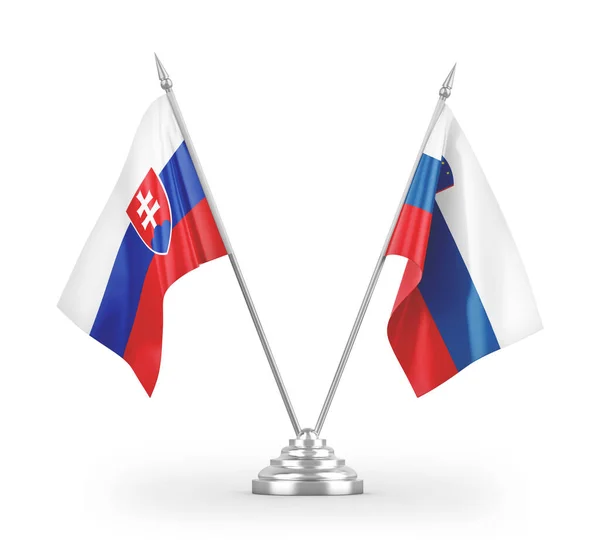 Slovenia Slovakia Table Flags Isolated White Background Rendering — Stock Photo, Image