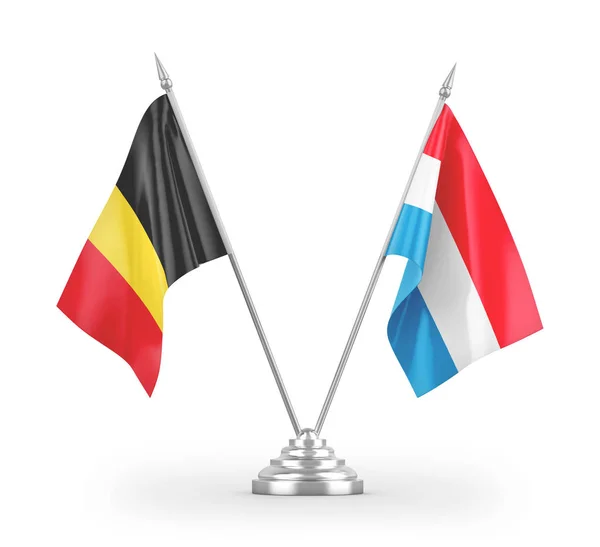 Luxembourg Belgium Table Flags Isolated White Background Rendering — Stock Photo, Image