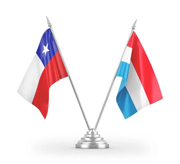 Luxemburg Chili Tafelvlaggen Geïsoleerd Witte Achtergrond Rendering — Stockfoto