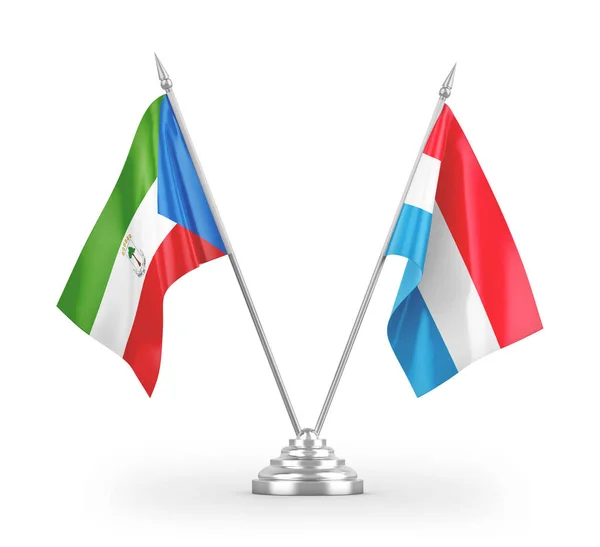 Lucembursko Rovníková Guinea Tabulky Vlajky Izolované Bílém Pozadí Vykreslování — Stock fotografie