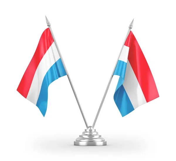Lucembursko Tabulky Vlajky Izolované Bílém Pozadí Vykreslování — Stock fotografie
