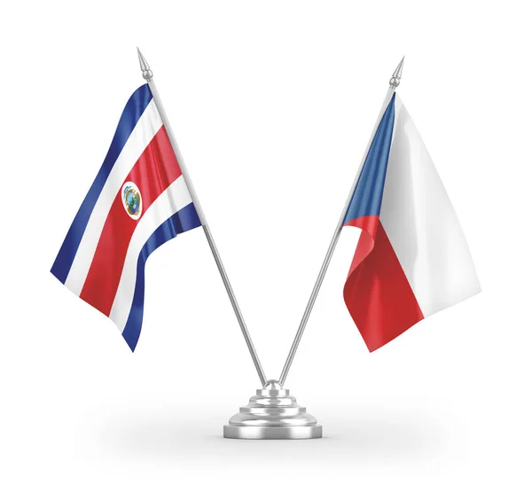 Banderas Mesa Checas Costarricenses Aisladas Sobre Fondo Blanco — Foto de Stock
