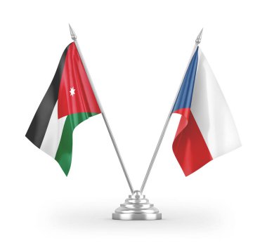 Çek ve Ürdün bayrakları beyaz arkaplan 3d görüntüleme üzerinde izole