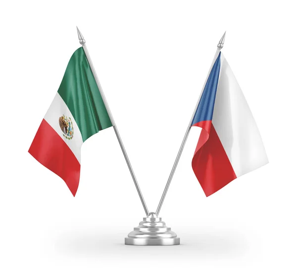 Czech Mexico Table Flags Isolated White Background Rendering — Stock Photo, Image
