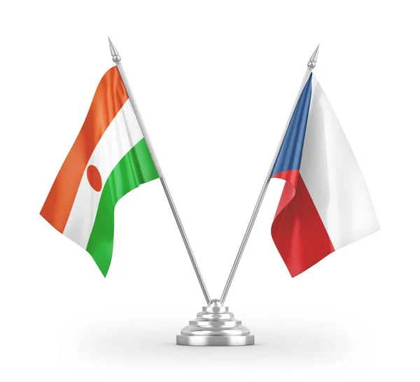 Czech Niger Table Flags Isolated White Background Rendering — Stock Photo, Image