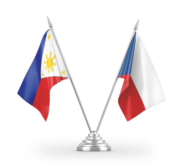 在白色背景下隔离的捷克和菲律宾桌旗3D渲染 — 图库照片