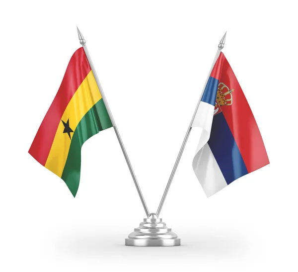 Serbia Ghana Table Flags Isolated White Background Rendering — Stock Photo, Image