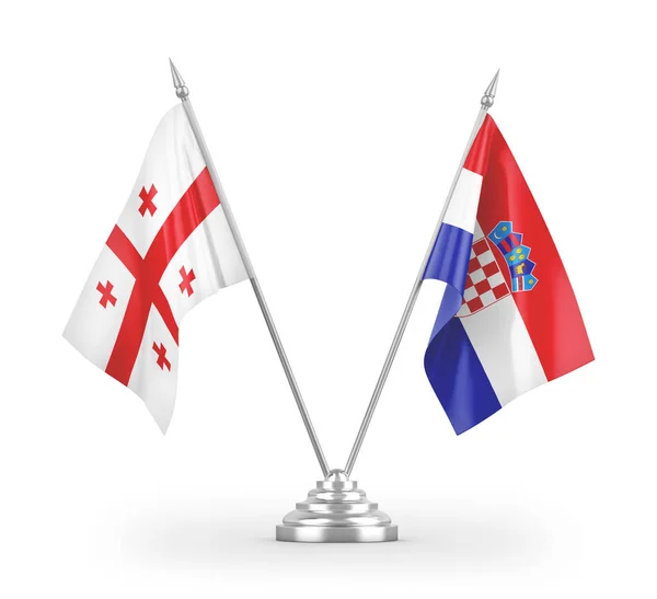 Croatia Georgia Table Flags Isolated White Background Rendering — Stock Photo, Image