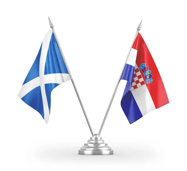 Croatia Scotland Table Flags Isolated White Background Rendering — Stock Photo, Image