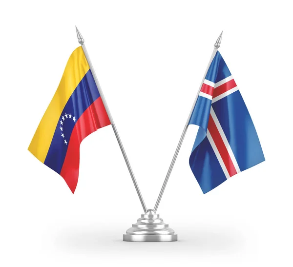 Σημαίες Πίνακα Της Ισλανδίας Και Της Βενεζουέλας Απομονωμένες Λευκό Φόντο — Φωτογραφία Αρχείου