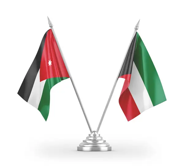 Kuwejt Jordania Tabeli Flagi Izolowane Białym Tle Renderowania — Zdjęcie stockowe