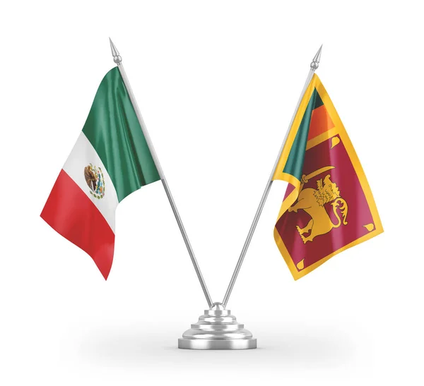 Sri Lanka Mexico Tafelvlaggen Geïsoleerd Witte Achtergrond Rendering — Stockfoto