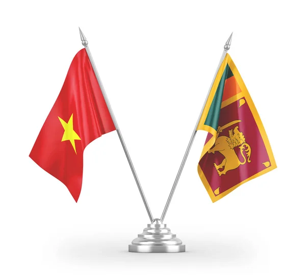 Sri Lanka Vietnam Masa Bayrakları Beyaz Arka Planda Izole Edilmiş — Stok fotoğraf