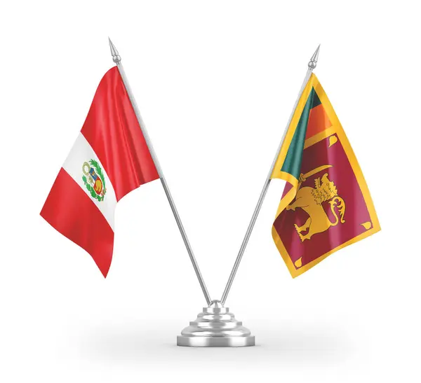 Sri Lanka Peru Table Flags Isolated White Background Rendering — Stock Photo, Image